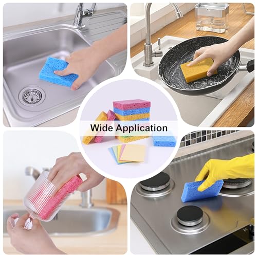 15 Pack Biodegradable Cellulose Sponges - Colorful Non-Scratch Kitchen & Bathroom Cleaning