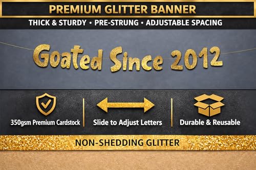 Pre-Strung Gold Glitter Banner for 14th Birthday & Anniversary