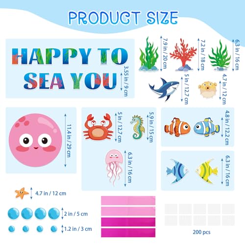 Ocean Themed Classroom Bulletin Board Decorations with Octopus & Fish