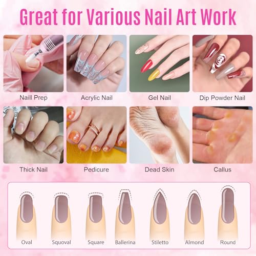 KAZIPOP 8-Piece Diamond Nail Drill Bits Set with Cleaning Brush 3/32"