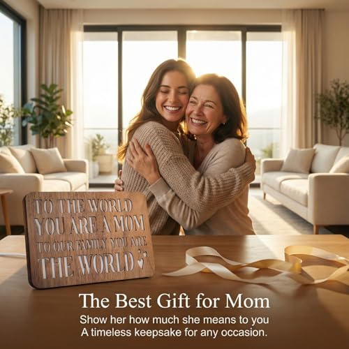 Mom Wooden Night Light Gifts - Heartwarming Walnut Table Lamp for Mom