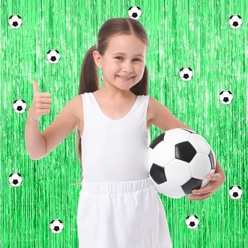Lime Green Foil Fringe Curtains - 2 Pack, 3.3ft x 6.6ft Backdrop