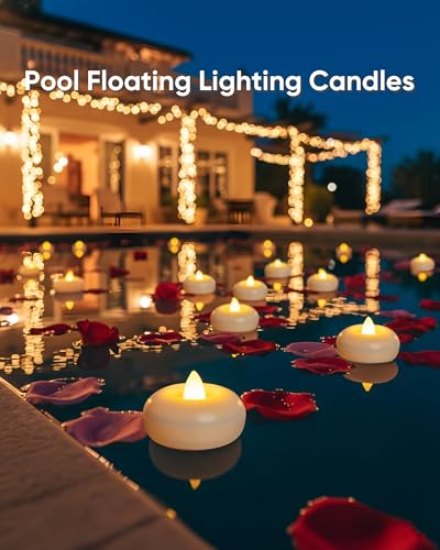 White 2-Inch Flameless LED Floating Candles - Waterproof Tealights, 6 Pack