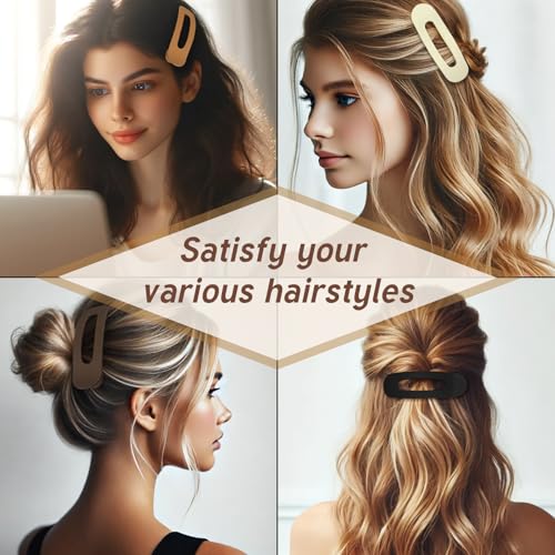 Jaasuee Large Flat Hair Claw Clips for Thick and Thin Hair - 4 Pack
