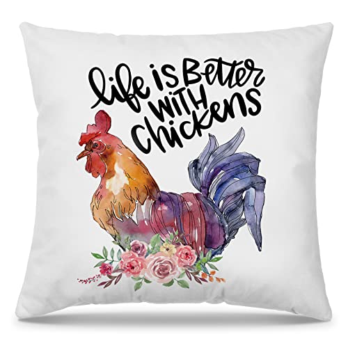 Funny Chicken Throw Pillow Cover - 18x18 Flannelette Cushion Case