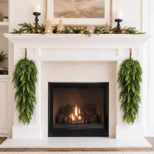 2 Pcs 32-Inch Artificial Christmas Teardrop Swag - Style H, Faux Greenery Door Decor