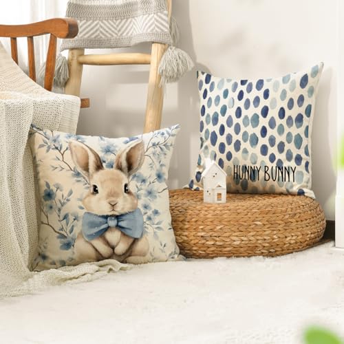 AVOIN colorlife Easter Bunny Throw Pillow Covers 18x18, Set of 4