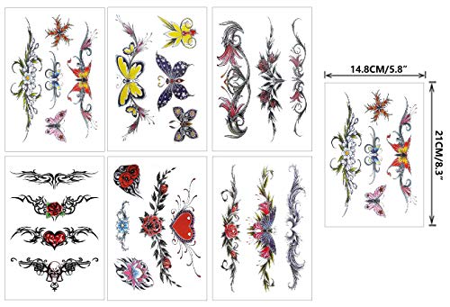 Pinone Floral Butterfly Temporary Tattoo Stickers Waterproof Body Art