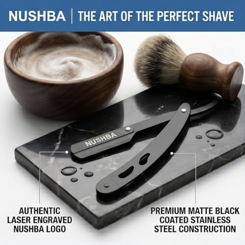 NUSHBA Professional Straight Razor for Men - Stainless Steel Barber Shaving Razor