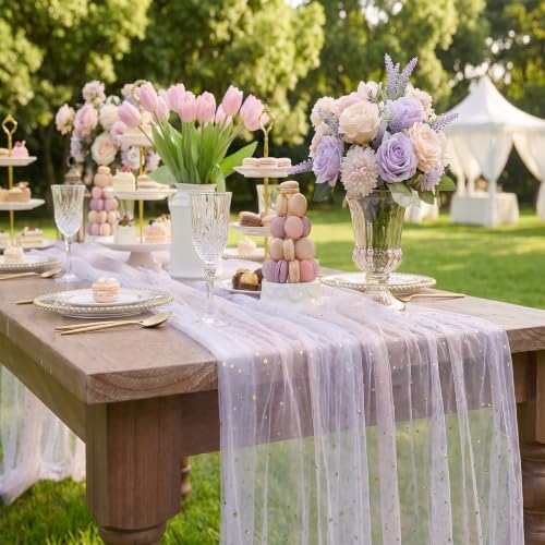 Gradient Iridescent Star Moon Sequined Table Runner 30x118in