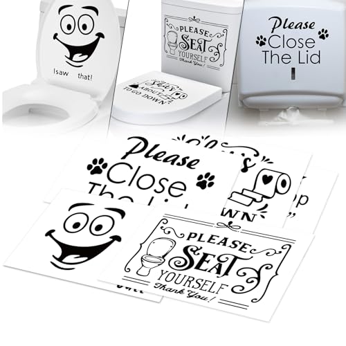 Funny Toilet Stickers Set - Please Seat Yourself & Close Lid Decals