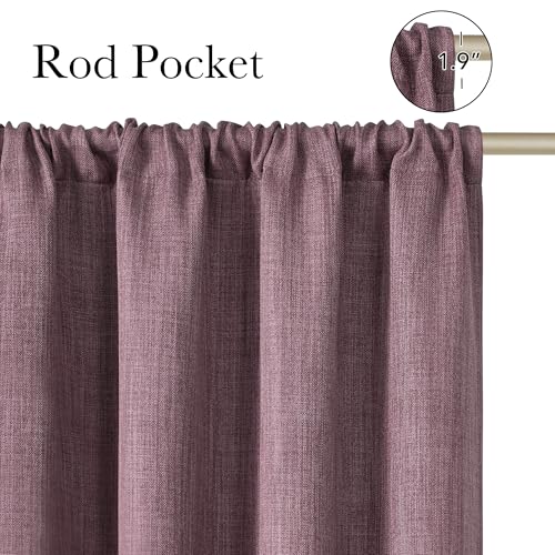 NICETOWN Faux Linen Room Darkening Curtains, Greyish Purple, 42" x 63", 2-Pack