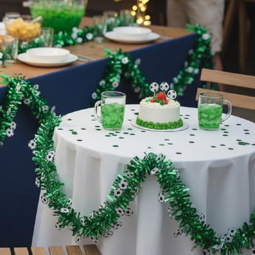 26FT Soccer Tinsel Garland with Soccer Cutouts for Party