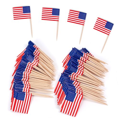 100 Pack Small American Flags on Sticks for Parties & Events