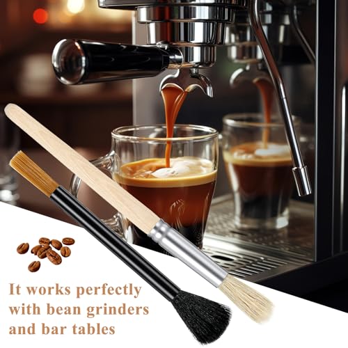 Coffee Grinder Cleaning Brush Set - 2Pcs Dual-Brush with Walnut Handle