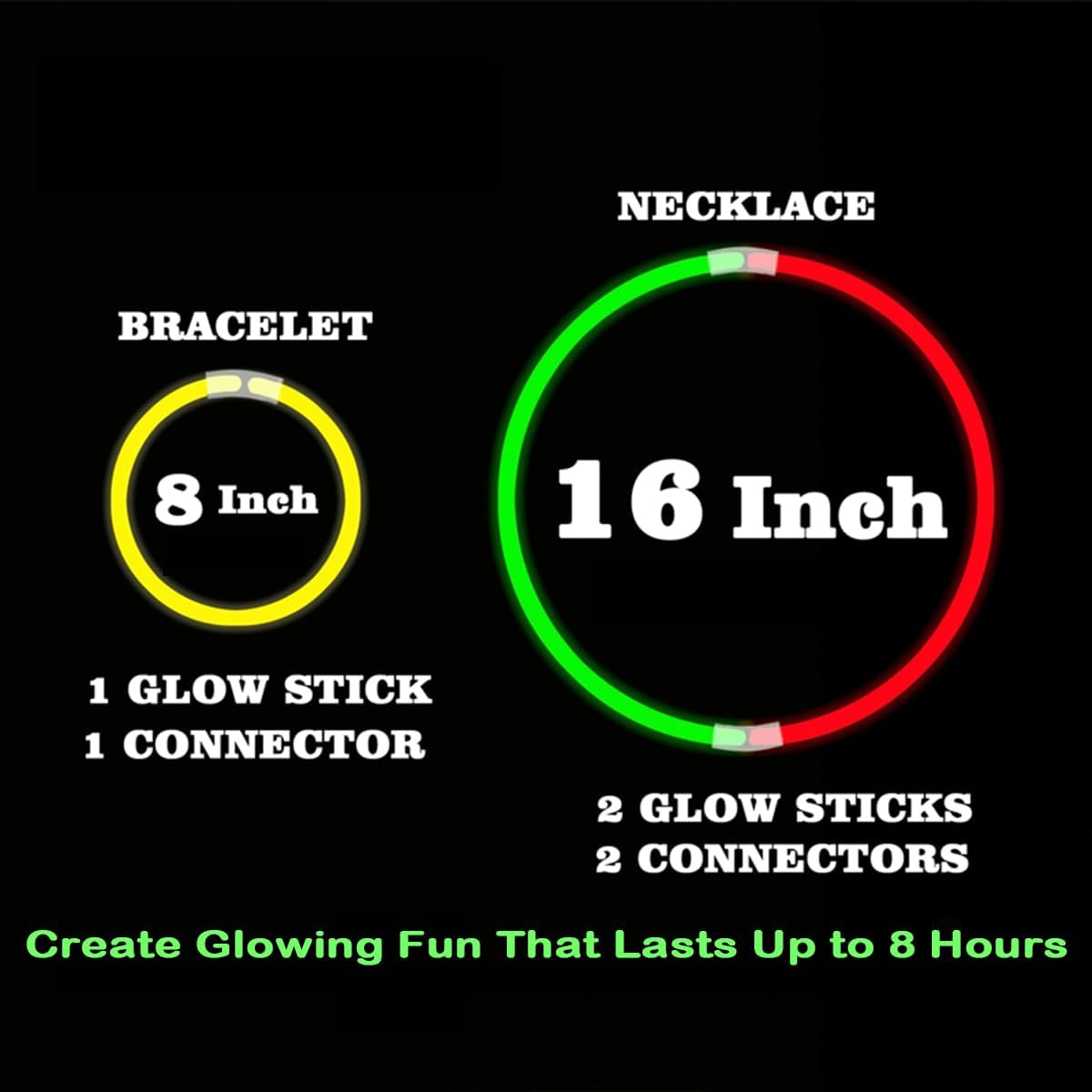 Skiennix Glow Sticks - 100PCS Bulk Party Pack | 8” Glow In The Dark Bracelets for Kids & Camping