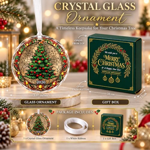 Christmas Tree Glass Ornament 2026 Fairy Keepsake - Family Xmas Decor