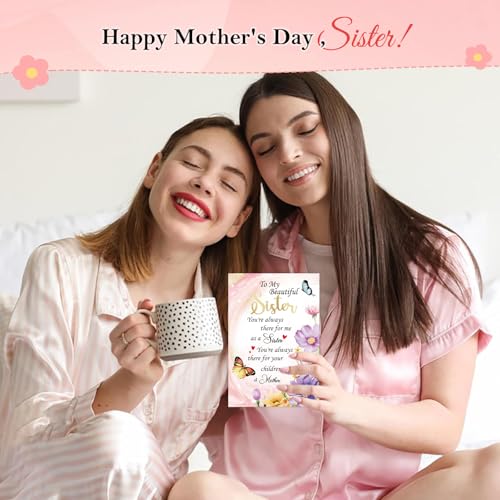 FLYAB Floral Mother's Day Card for Sister - 5.5"x8" with Envelope
