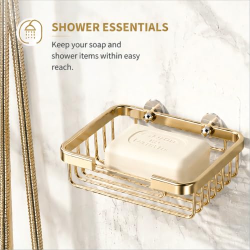2Pcs Gold Stainless Steel Adhesive Soap Holder for Shower and Kitchen