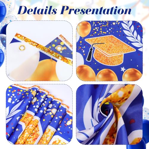 Blue Gold Graduation Banner 2026 - Large Party Decoration