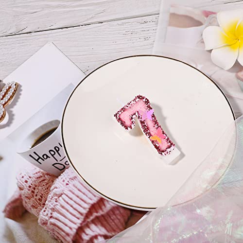 TOYMIS Number 7 Pink Birthday Candle Glitter Butterfly Cake Topper