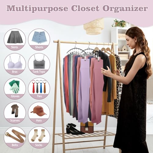 Black Legging Organizer with 360° Swivel Hook - 2 Pack Pants Hanger
