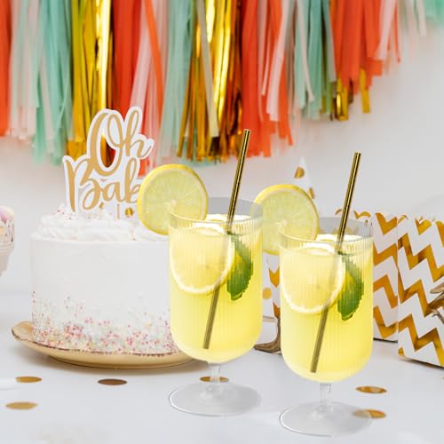 Foil Gold Paper Drinking Straws 7.75 inch, 100 Count, Eco-Friendly, for Cocktails & Parties