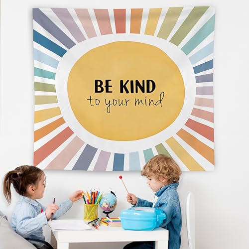 Boho Sunshine Inspirational Tapestry - Be Kind to Mind Wall Blanket (Style F)