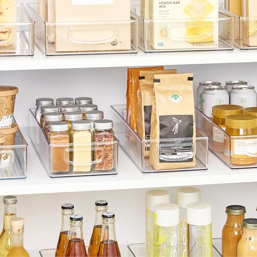 iDesign Slim Extra Long Clear Storage Bin, Stackable Pantry Organizer, 2-Pack