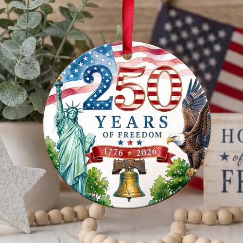 250th Anniversary Ceramic Ornament - Patriotic Blue Keepsake Decor