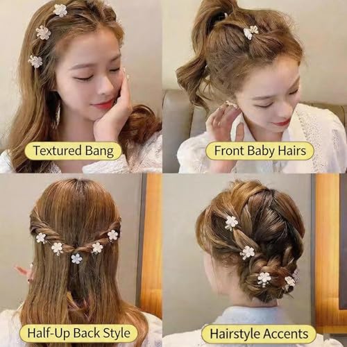 ASVNRES Mini White Rhinestone Flower Hair Claw Clips 10-Pack