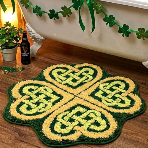 St. Patrick's Day Shamrock Bathroom Rug - Non-Slip Plush Mat 20x24