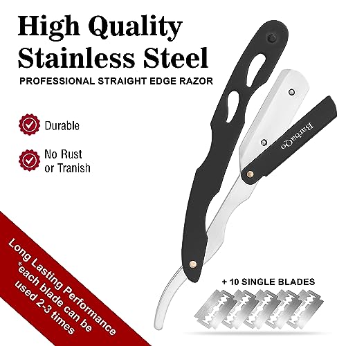 BarbaQo Professional Stainless Steel Straight Razor with 20 Blades