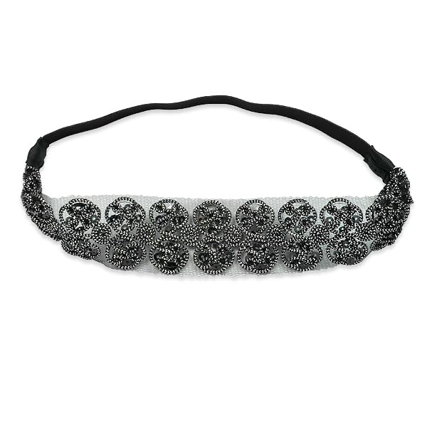 Expo International Metallic Cord & Sequin Stretch Headband Black Silver