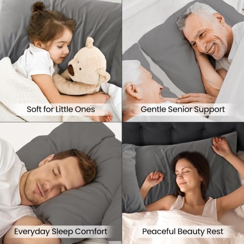 Queen Size Pillow Cases Set of 12, Ultra Soft Grey Microfiber