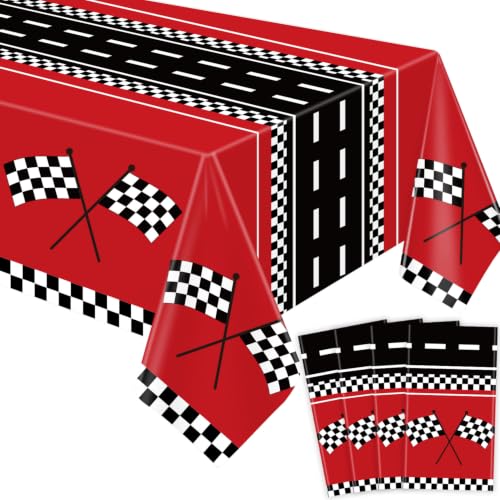YJZCP Racing Tablecloths - 4 Pack for Car Birthday Parties 51x86IN