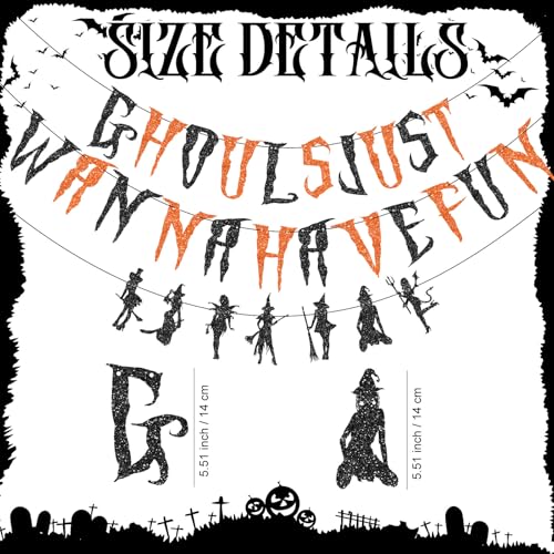 Ghouls Just Wanna Have Fun Glitter Banner for Halloween Parties