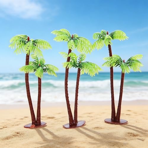 Mini Artificial Palm Trees - 5 Pack Tropical Decor for Fairy Gardens & Dioramas