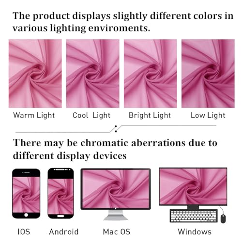 Lecloud Hot Pink Sheer Curtains, 42" x 84" Voile Drapes (2 Panels)