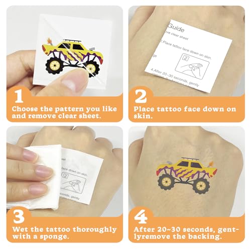 Monster Truck Temporary Tattoos for Kids Party Favors 104 Pcs
