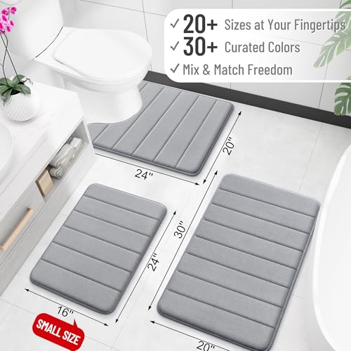 OLANLY Memory Foam Bath Mat, 30x20 Inch Grey Non-Slip Bathroom Rug