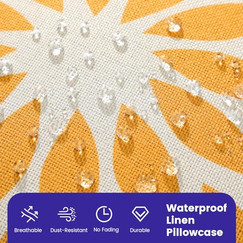 Waterproof Outdoor Pillow Covers 18x18 - Set of 2, Soft Linen