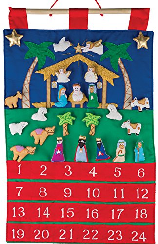 Nativity Fabric Advent Calendar with Manger Scene - Christmas Countdown Decor