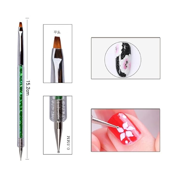 Dual-Ended Nail Art Brush and Dotting Pen Set - 5 Piece Manicure Tool