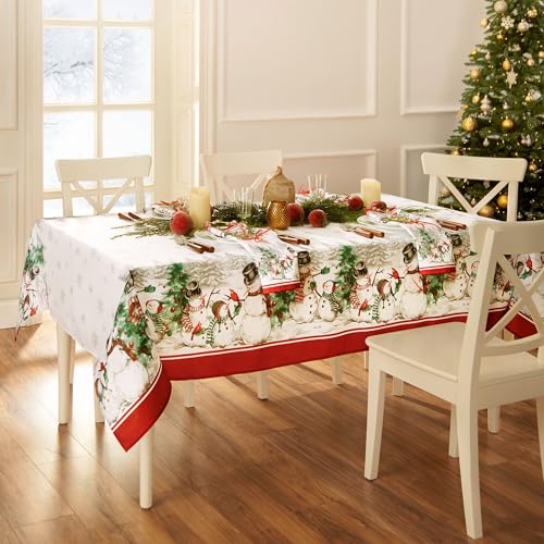 Snowman Winterland Holiday Rectangular Tablecloth 60 x 102 Inches - Multicolor