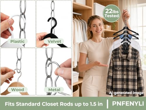 8-Pack Heavy Duty Metal Clothing Chain Hangers - Space Saving Closet Organizer