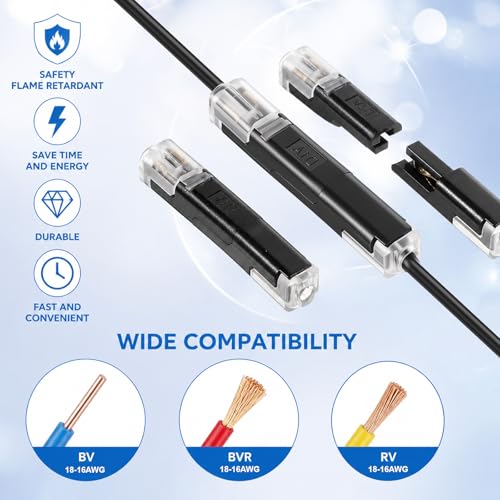 20-Pack 1 Pin Low Voltage Wire Plug-in Connectors for 16-18 AWG