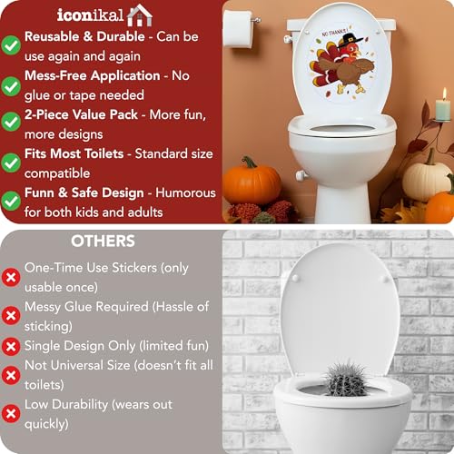 Thanksgiving Turkey Toilet Seat Cling Set – 2-Piece, 11.2x13