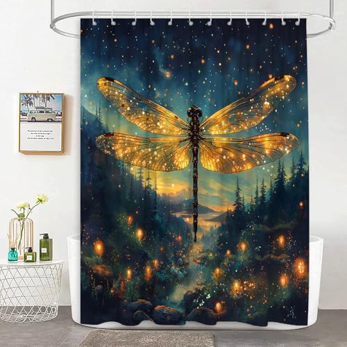 Fantasy Dragonfly Shower Curtain - 70" x 70" Polyester Fabric