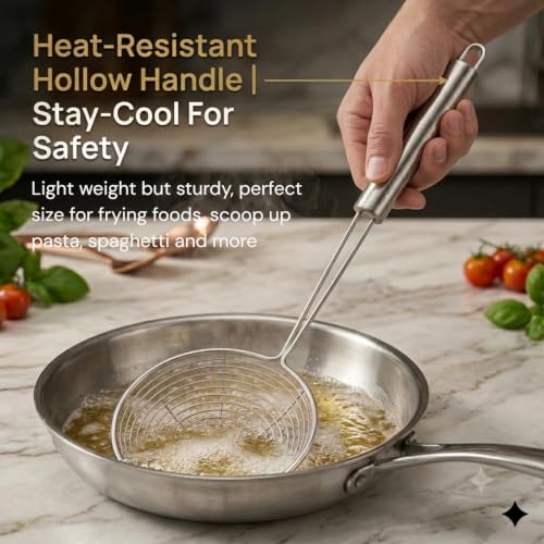 Cyoufine 13.7-inch Stainless Steel Spider Strainer Skimmer Spoon
